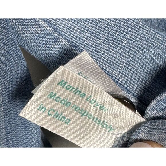 Marine Layer Chambray Button Down Shirt Women's Size small ruffled trim tencel - Picture 8 of 9